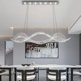 Modern Linear Crystal Chandelier Luxury LED Island Light for Dining Room
