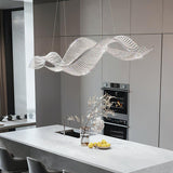 Modern Linear Crystal Chandelier Luxury LED Island Light for Dining Room