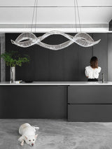 Modern Linear Crystal Chandelier Luxury LED Island Light for Dining Room