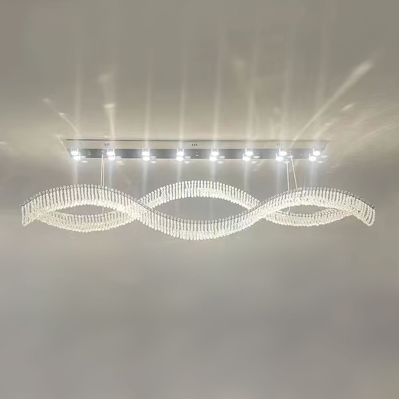 Modern Linear Crystal Chandelier Luxury LED Island Light for Dining Room