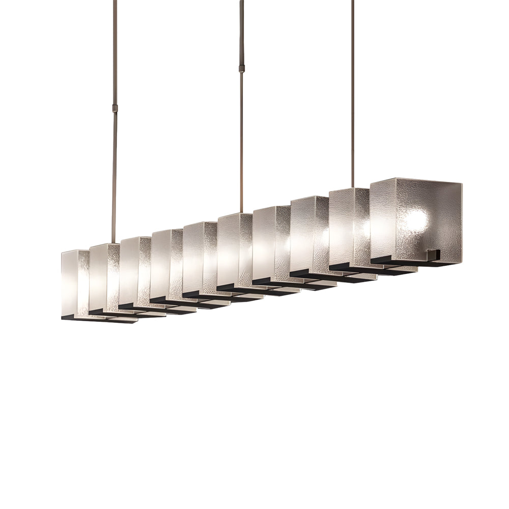 Modern Linear Frosted Glass LED Chandelier for Contemporary Dining Rooms and Kitchen Islands