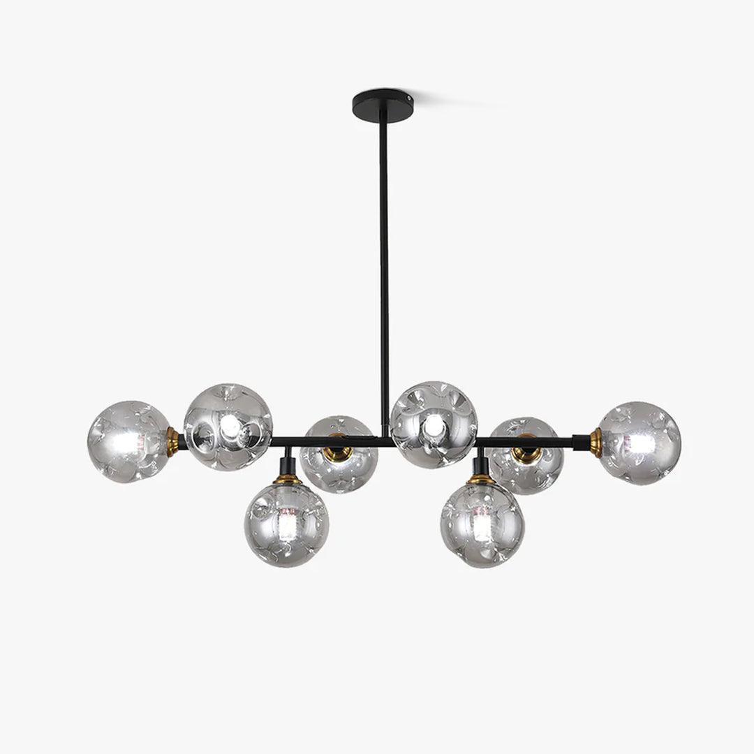 Modern Linear Glass Crown Chandelier for Dining Room and Kitchen Island Lighting