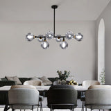 Modern Linear Glass Crown Chandelier for Dining Room and Kitchen Island Lighting