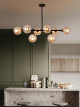 Modern Linear Glass Crown Chandelier for Dining Room and Kitchen Island Lighting