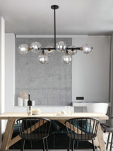 Modern Linear Glass Crown Chandelier for Dining Room and Kitchen Island Lighting