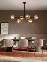 Modern Linear Glass Crown Chandelier for Dining Room and Kitchen Island Lighting