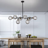 Modern Linear Glass Crown Chandelier for Dining Room and Kitchen Island Lighting