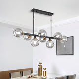 Modern Linear Glass Crown Chandelier for Dining Room and Kitchen Island Lighting