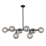 Modern Linear Glass Crown Chandelier for Dining Room and Kitchen Island Lighting