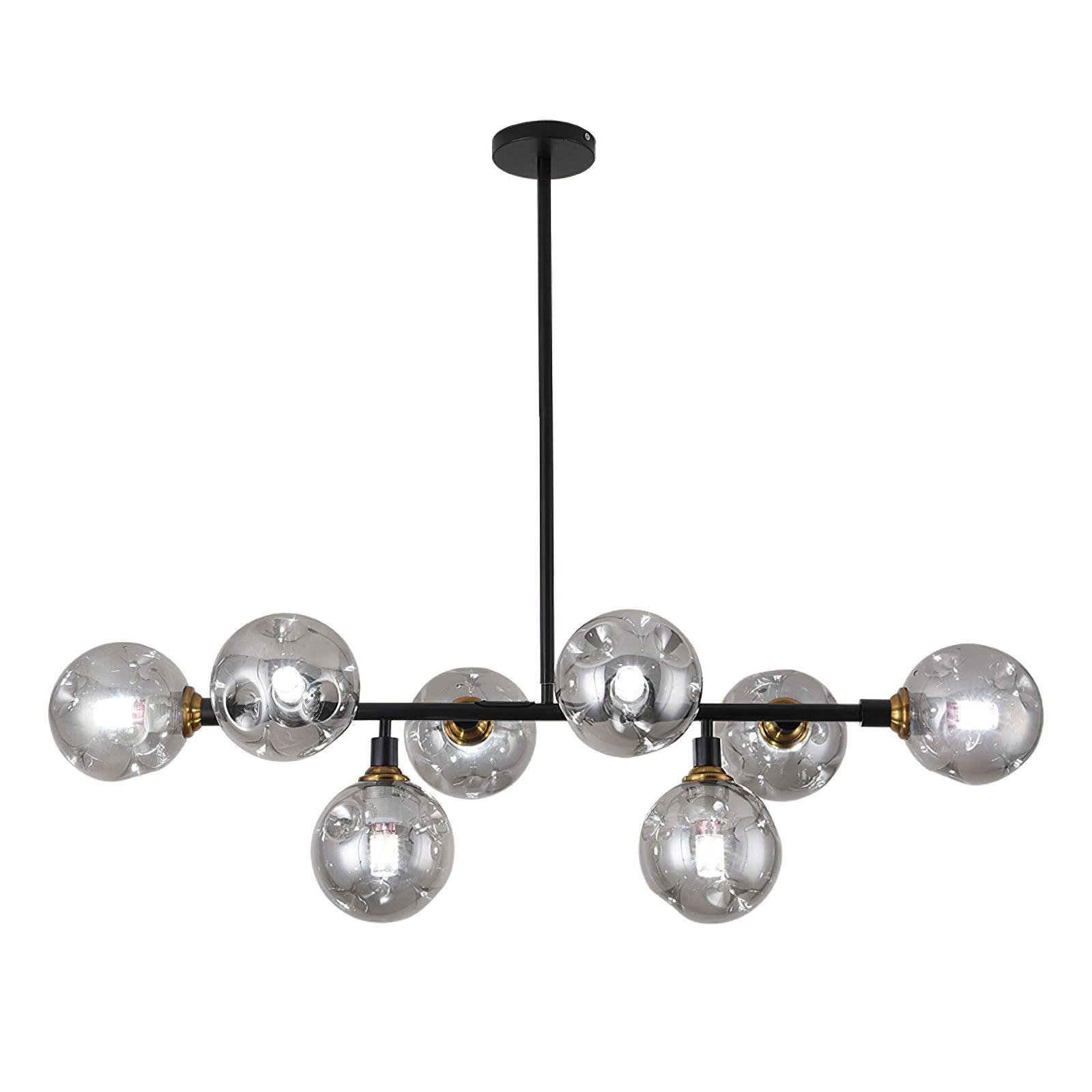 Modern Linear Glass Crown Chandelier for Dining Room and Kitchen Island Lighting