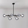 Modern Linear Glass Crown Chandelier for Dining Room and Kitchen Island Lighting