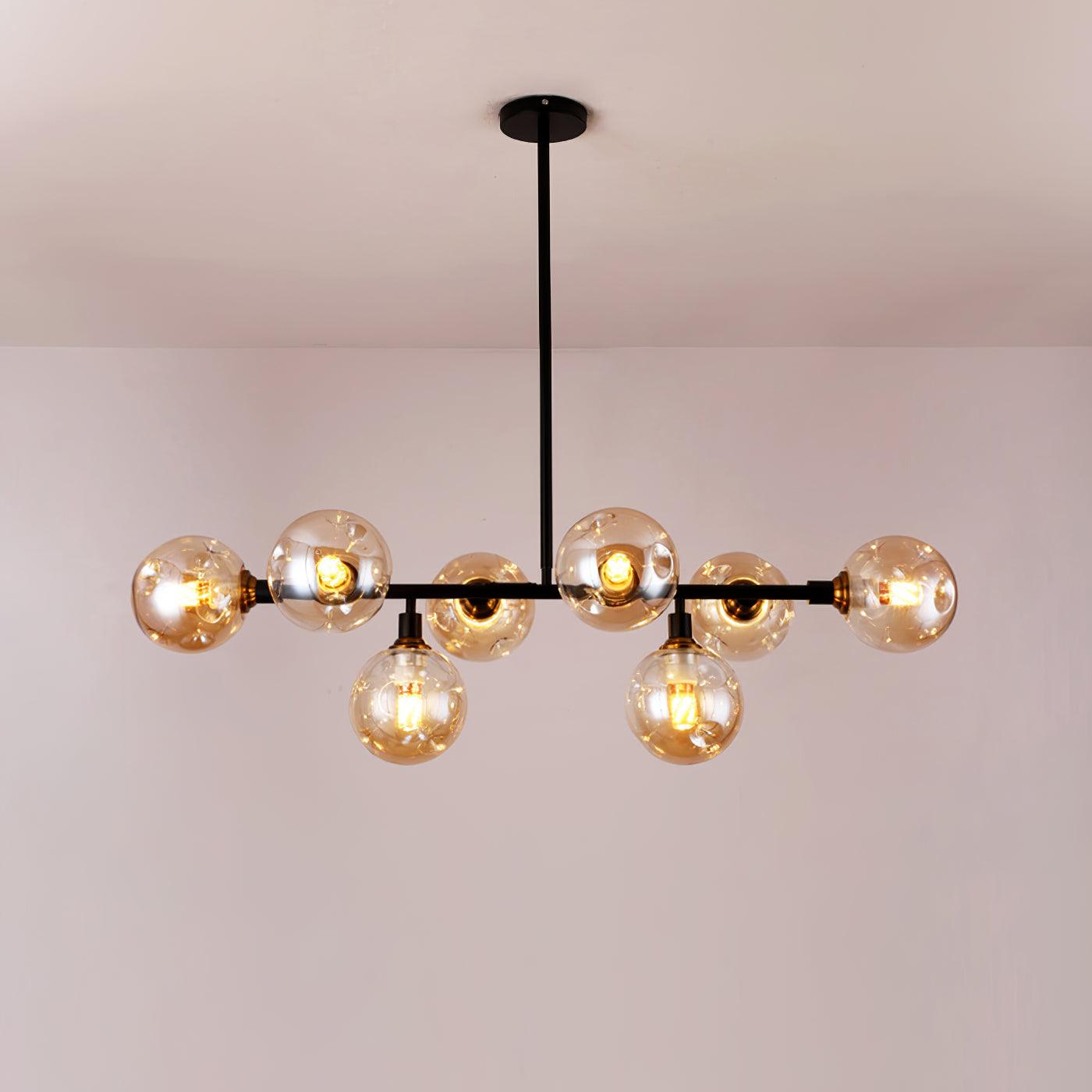 Modern Linear Glass Crown Chandelier for Dining Room and Kitchen Island Lighting