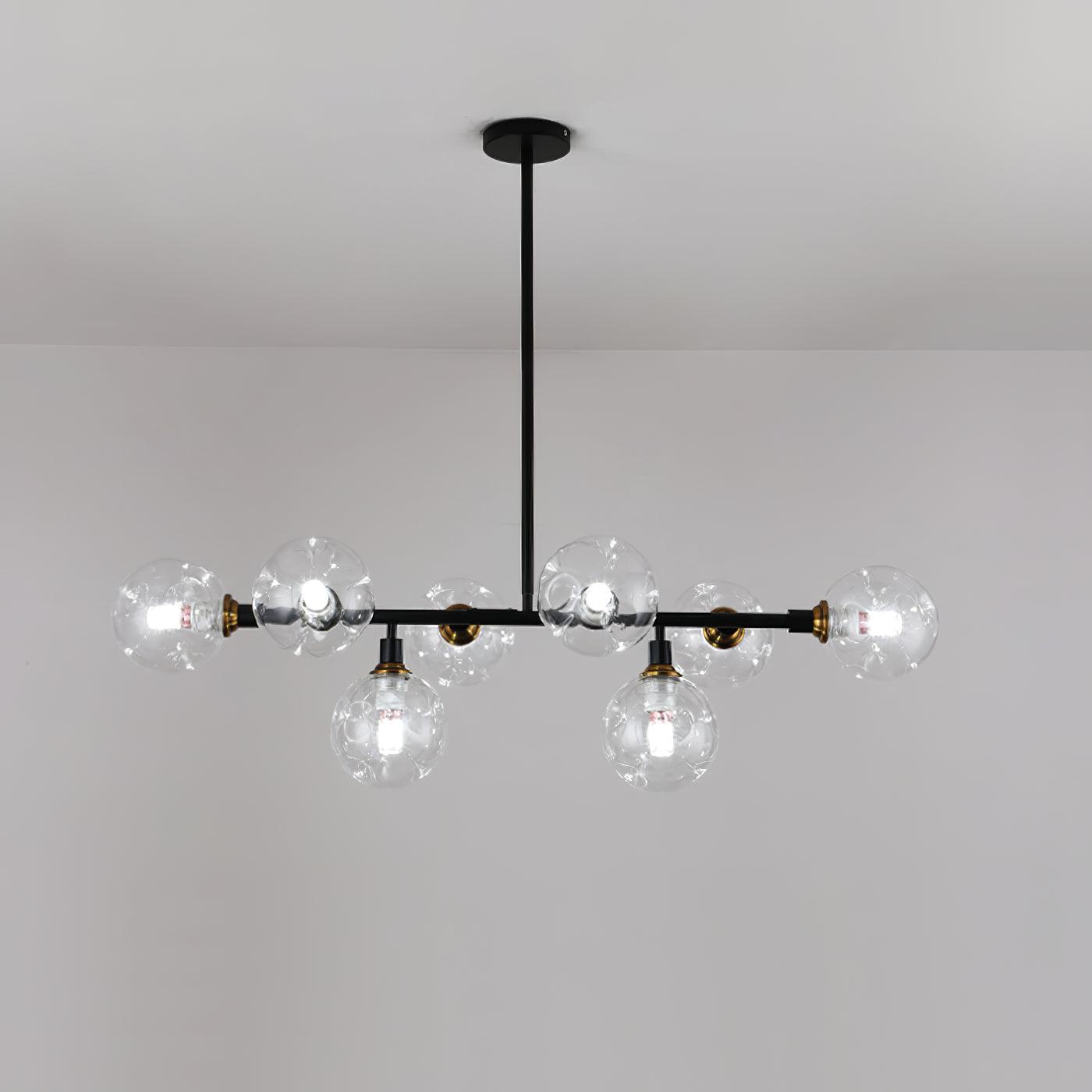 Modern Linear Glass Crown Chandelier for Dining Room and Kitchen Island Lighting