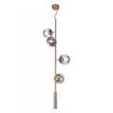 Modern Linear Glass Globe Chandelier Gold Sputnik Pendant Light for Dining Room 4 or 6 Heads