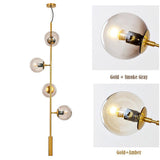 Modern Linear Glass Globe Chandelier Gold Sputnik Pendant Light for Dining Room 4 or 6 Heads