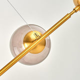 Modern Linear Glass Globe Chandelier Gold Sputnik Pendant Light for Dining Room 4 or 6 Heads