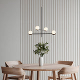 Modern Linear Glass Globe Chandelier Lighting for Kitchen Island in Black or Gold Finish