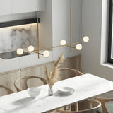 Modern Linear Glass Globe Chandelier Lighting for Kitchen Island in Black or Gold Finish