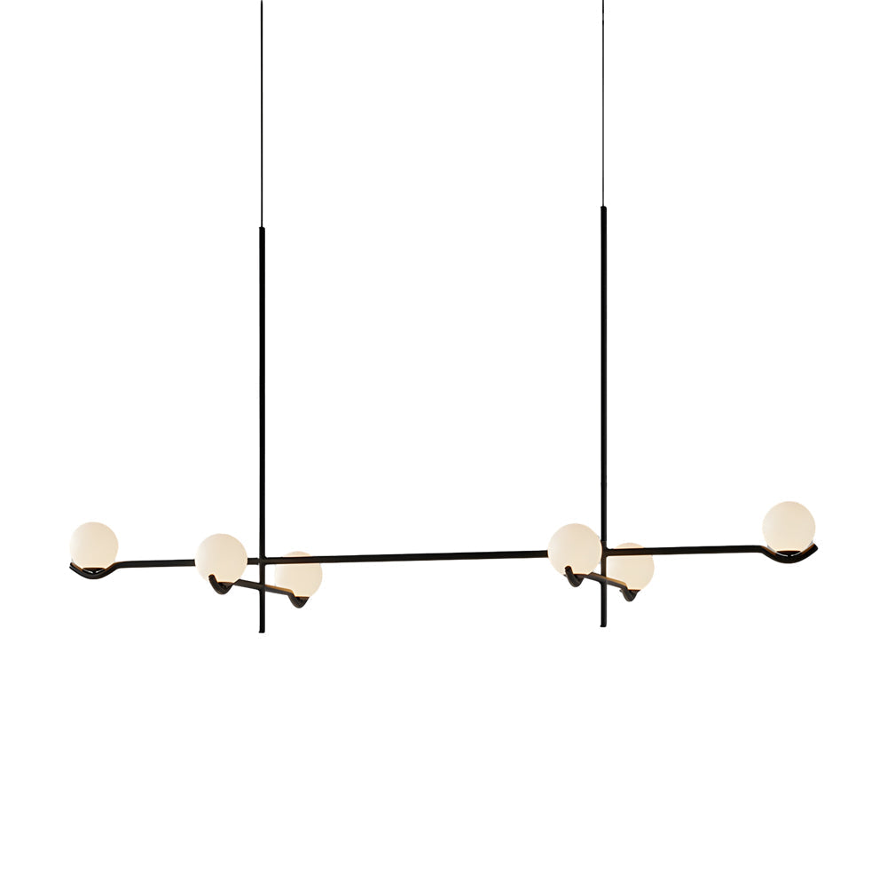 Modern Linear Glass Globe Chandelier Lighting for Kitchen Island in Black or Gold Finish