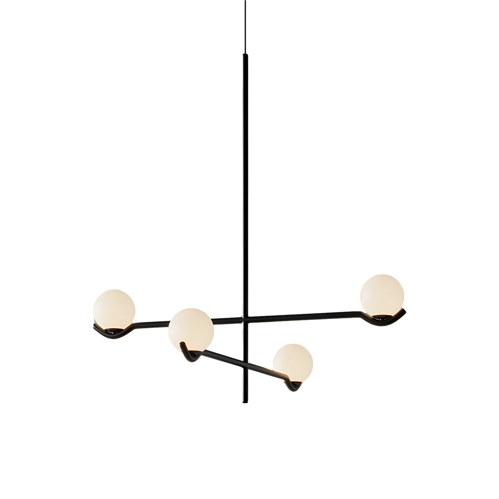 Modern Linear Glass Globe Chandelier Lighting for Kitchen Island in Black or Gold Finish