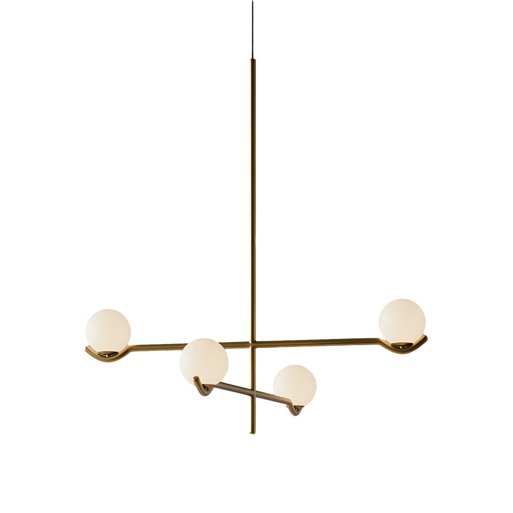 Modern Linear Glass Globe Chandelier Lighting for Kitchen Island in Black or Gold Finish