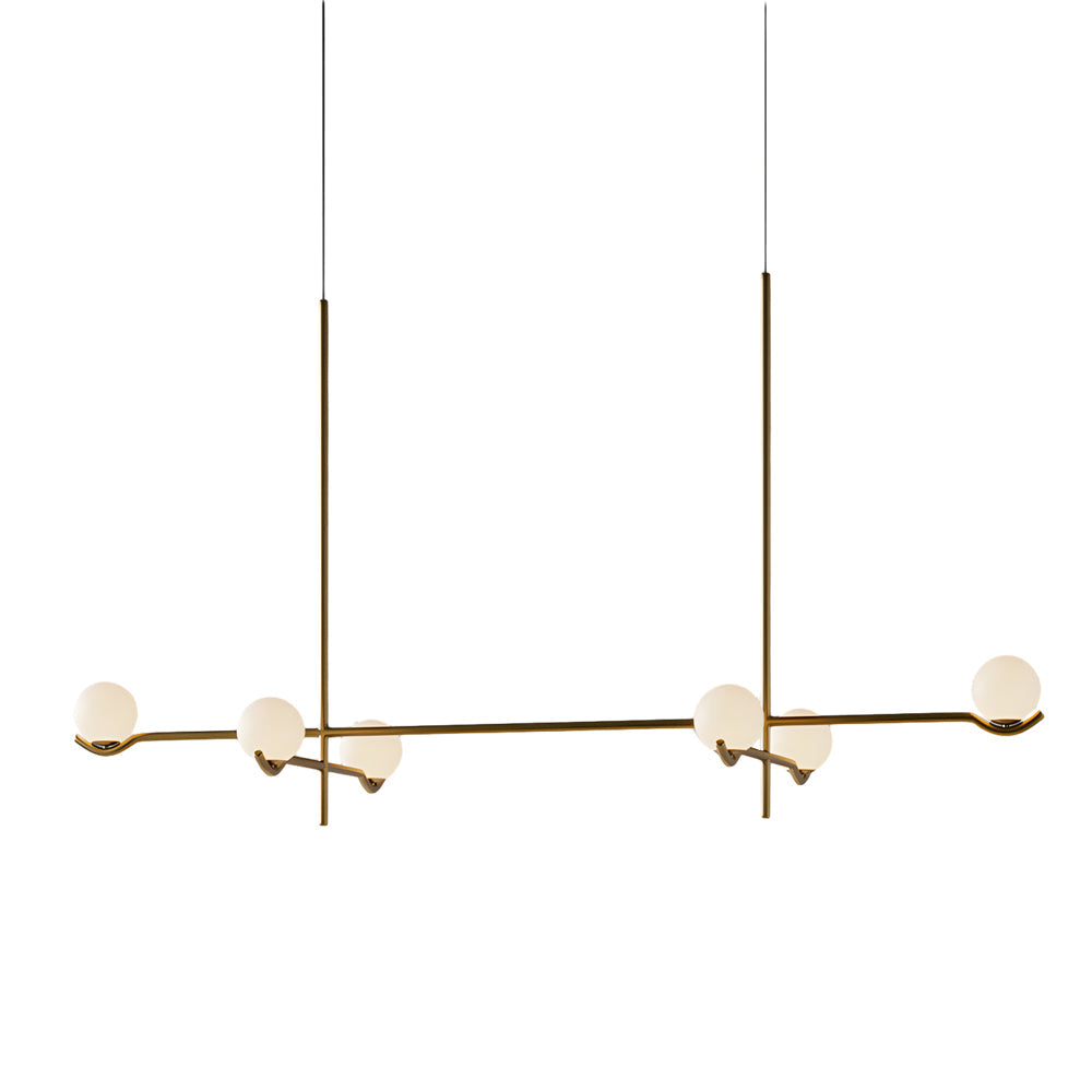 Modern Linear Glass Globe Chandelier Lighting for Kitchen Island in Black or Gold Finish