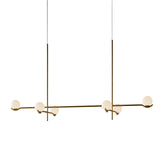 Modern Linear Glass Globe Chandelier Lighting for Kitchen Island in Black or Gold Finish