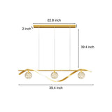 Modern Linear Glass Globe Wave Chandelier for Dining Room Nordic LED Pendant Lighting