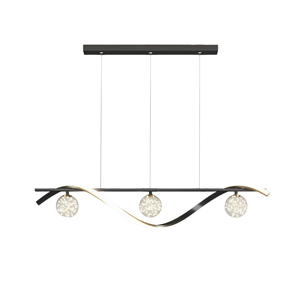 Modern Linear Glass Globe Wave Chandelier for Dining Room Nordic LED Pendant Lighting