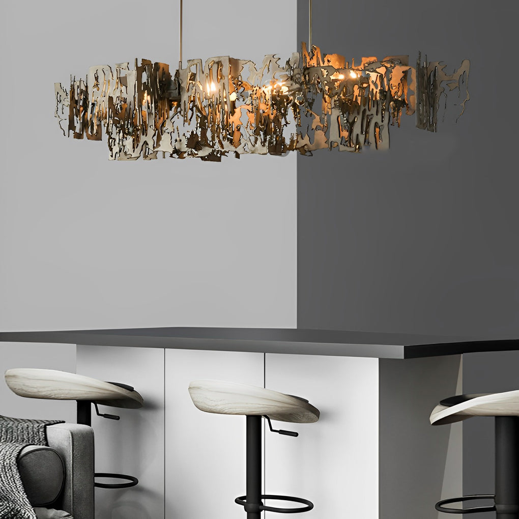 Modern Linear Hollow LED Hardware Chandelier for Dining Room and Kitchen Island
