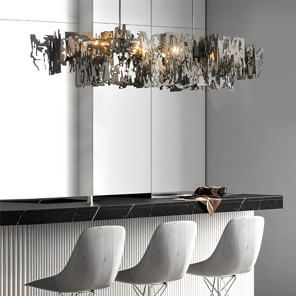 Modern Linear Hollow LED Hardware Chandelier for Dining Room and Kitchen Island