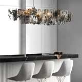 Modern Linear Hollow LED Hardware Chandelier for Dining Room and Kitchen Island