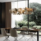 Modern Linear Hollow LED Hardware Chandelier for Dining Room and Kitchen Island
