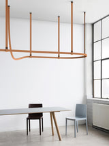 Modern Linear Leather Belt LED Pendant Light Horizontal Suspended Ceiling Chandelier