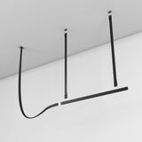 Modern Linear Leather Belt LED Pendant Light Horizontal Suspended Ceiling Chandelier
