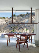 Modern Linear Leather Belt LED Pendant Light Horizontal Suspended Ceiling Chandelier