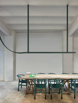Modern Linear Leather Belt LED Pendant Light Horizontal Suspended Ceiling Chandelier