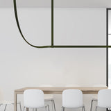 Modern Linear Leather Belt LED Pendant Light Horizontal Suspended Ceiling Chandelier