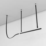Modern Linear Leather Belt LED Pendant Light Horizontal Suspended Ceiling Chandelier