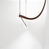Modern Linear Leather Belt LED Pendant Light Horizontal Suspended Ceiling Chandelier