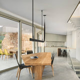 Modern Linear Leather Belt LED Pendant Light Horizontal Suspended Ceiling Chandelier