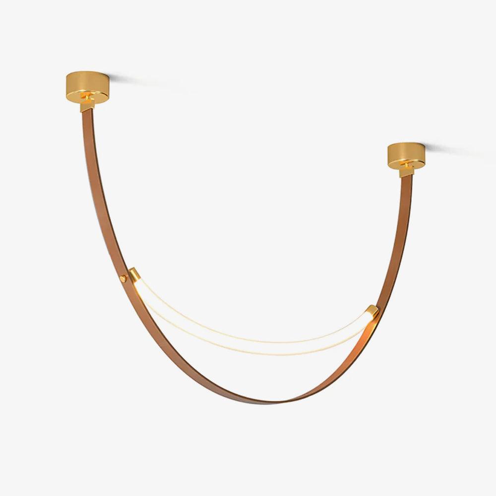 Modern Linear Leather Belt Pendant Light LED Minimalist Ceiling Hanging Lamp