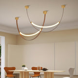 Modern Linear Leather Belt Pendant Light LED Minimalist Ceiling Hanging Lamp