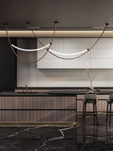 Modern Linear Leather Belt Pendant Light LED Minimalist Ceiling Hanging Lamp