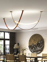 Modern Linear Leather Belt Pendant Light LED Minimalist Ceiling Hanging Lamp