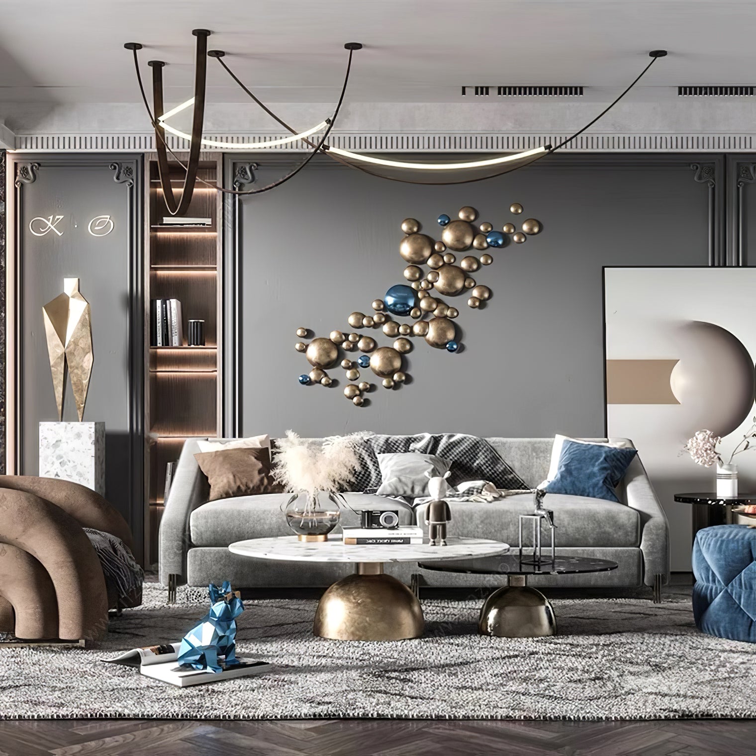 Modern Linear Leather Belt Pendant Light LED Minimalist Ceiling Hanging Lamp