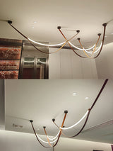 Modern Linear Leather Belt Pendant Light LED Minimalist Ceiling Hanging Lamp