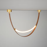 Modern Linear Leather Belt Pendant Light LED Minimalist Ceiling Hanging Lamp