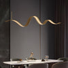 Modern Linear LED Brass Wave Pendant Light for Kitchen Island and Dining Room