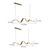 Modern Linear LED Brass Wave Pendant Light for Kitchen Island and Dining Room